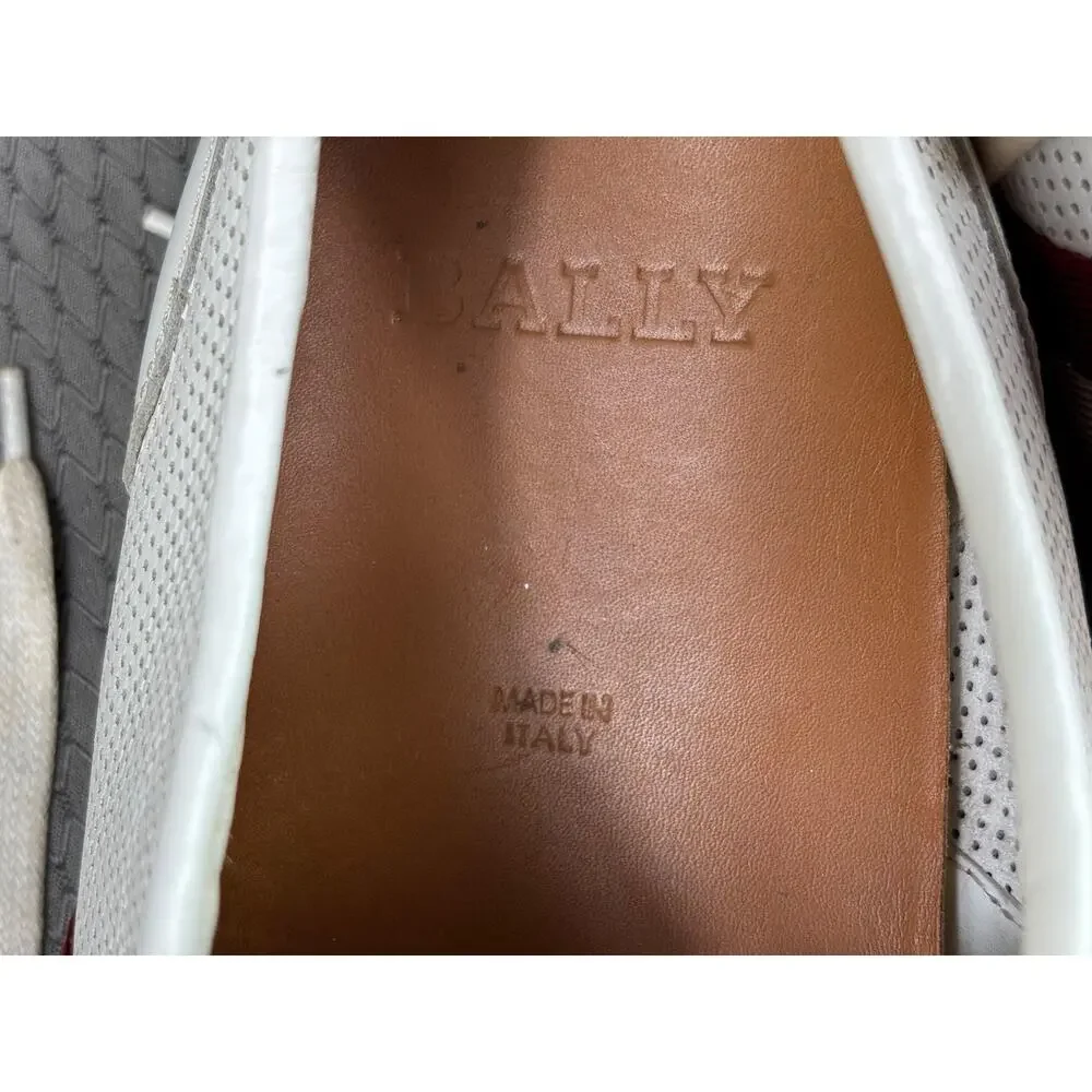 Bally Shoes Mens Size 12 White Leather Harlam Stripe Casual Sneakers Italy